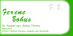 ferenc bohus business card